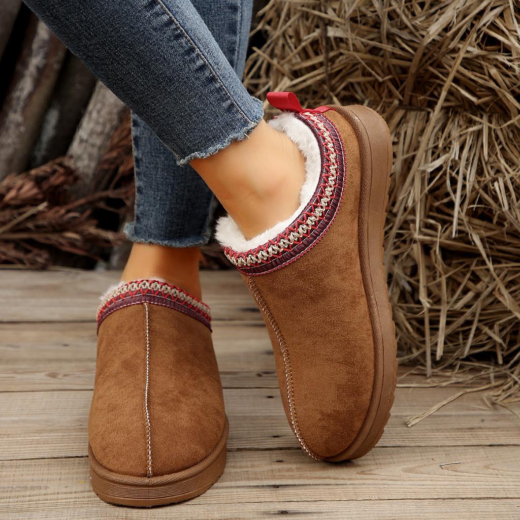 Women's Wool Slippers Warm Platform Wool Low-top Snow Boots Slippers Women's Outdoor Anti-Slip Boots Shoes for Women