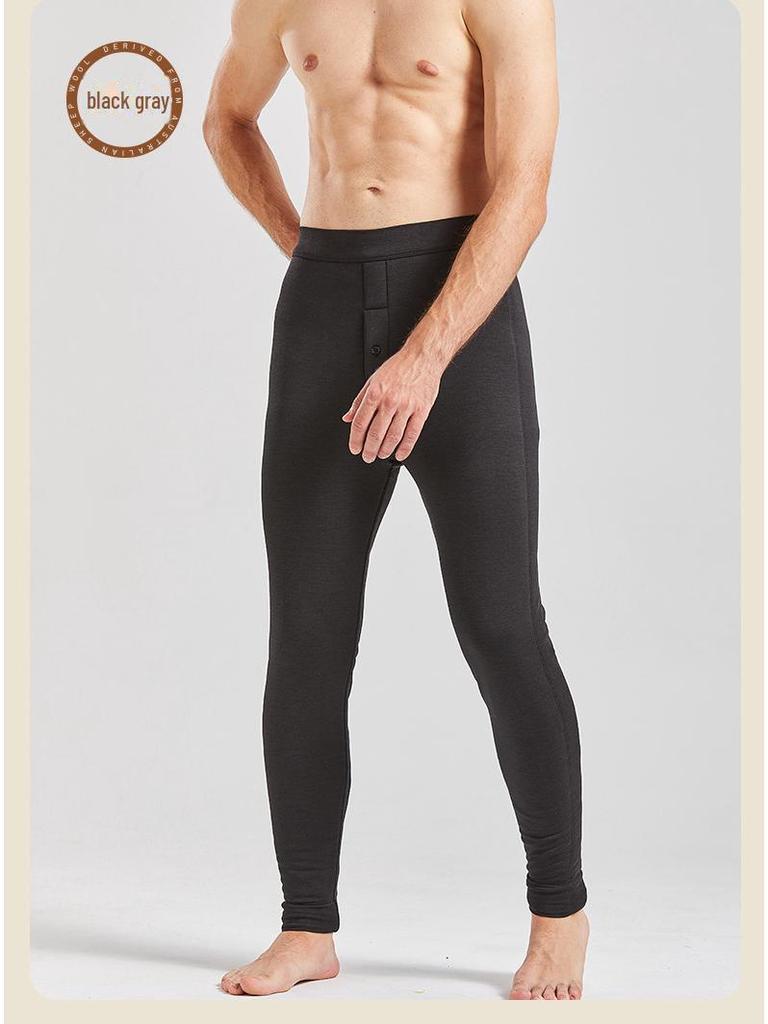 Мужские брюки с высокой талией из смеси хлопка и шерсти для магнитной терапии — утолщенные, отшлифованные, пригодные для машинной стирки, для тепла осенью/зимой.