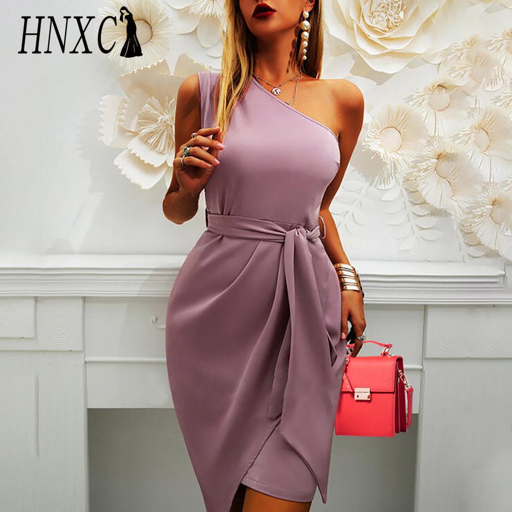 HNXC Женская мода лето весна однотонный принт без рукавов с высокой талией повседневные платья