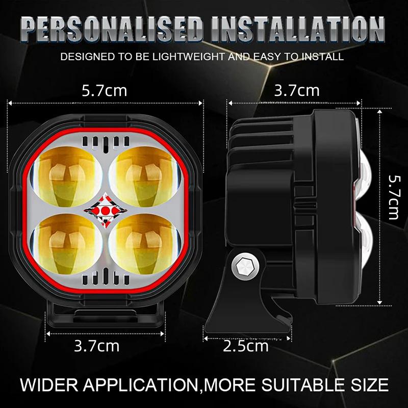 LED 2 Inch Red Work Light Fog Lights for Offroad Spot Driving Light for Truck Pickup SUV 4x4 12V 60V Moto Cars Accessories Light