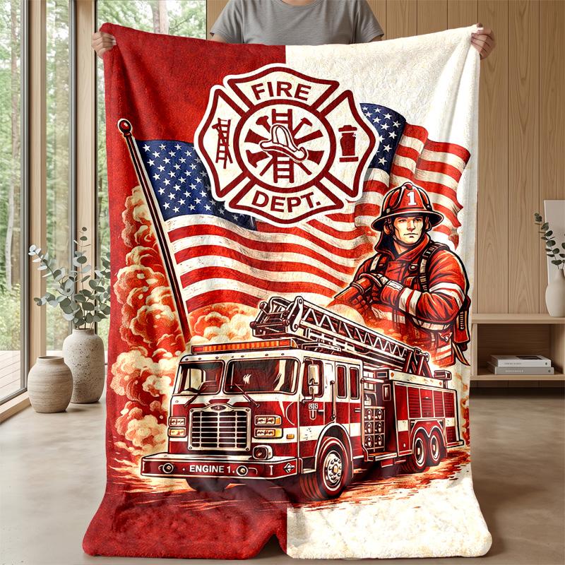 Fiery Truck Express Theme blanket Lightweight Warm Flannel Blanket Decorative Throw Blanket for Home Decoration