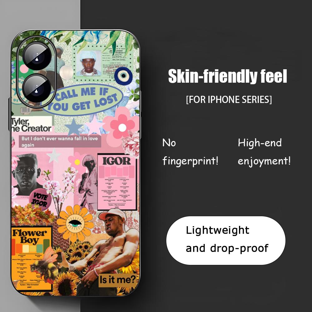 Крутой Чехол для Телефона CoolMan T-Ty-ler Rap Crea-tor Для iPhone 17 16 15 14 13 12 11 X XR XS 8 Plus Mini Pro Max Мягкий черный Ударопрочный Чехол