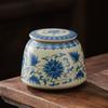 Blue and White Porcelain Mini Tea Caddy Household Painted Flower Portable Storage Jar Moisture-proof Sealed Storage Bottle