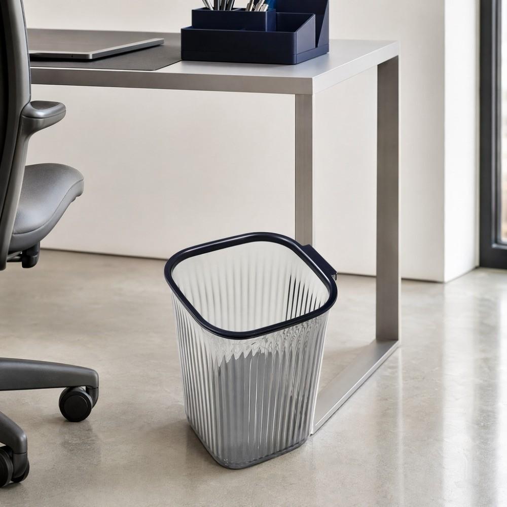 Plastic Trash Basket Thicken Stripe Garbage Container Waste Basket Transparent Trash Can Kitchen