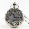 Steampunk Copper Vintage Hollow Gear Hollow Quartz Pocket Watch Necklace Pendant Clock Chain Men Women