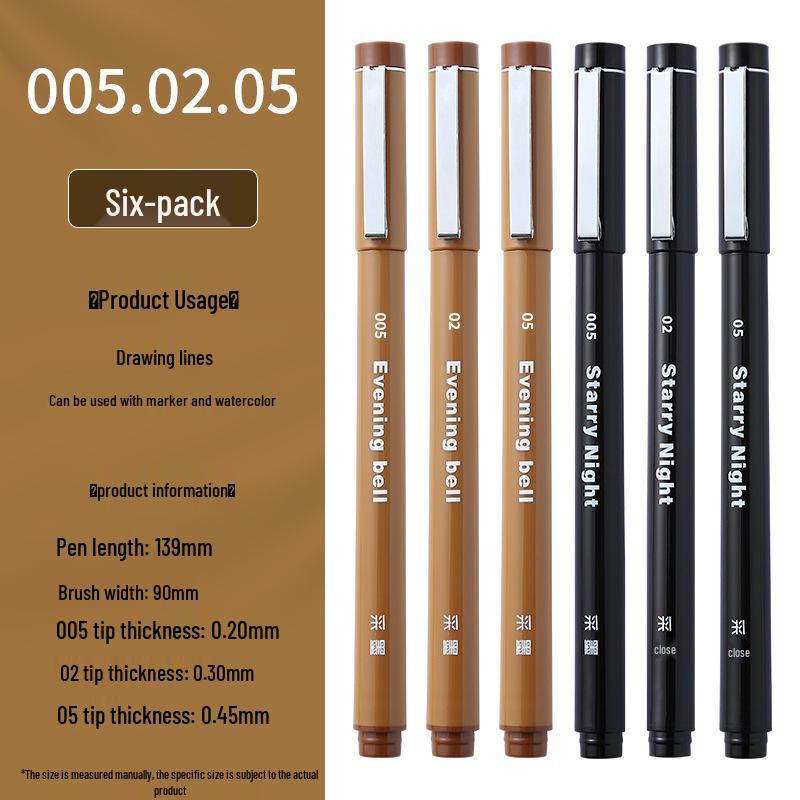 Водостойкий коричневый линер Cai Mo: Вечерний звон Техническая ручка для манги и эскизов