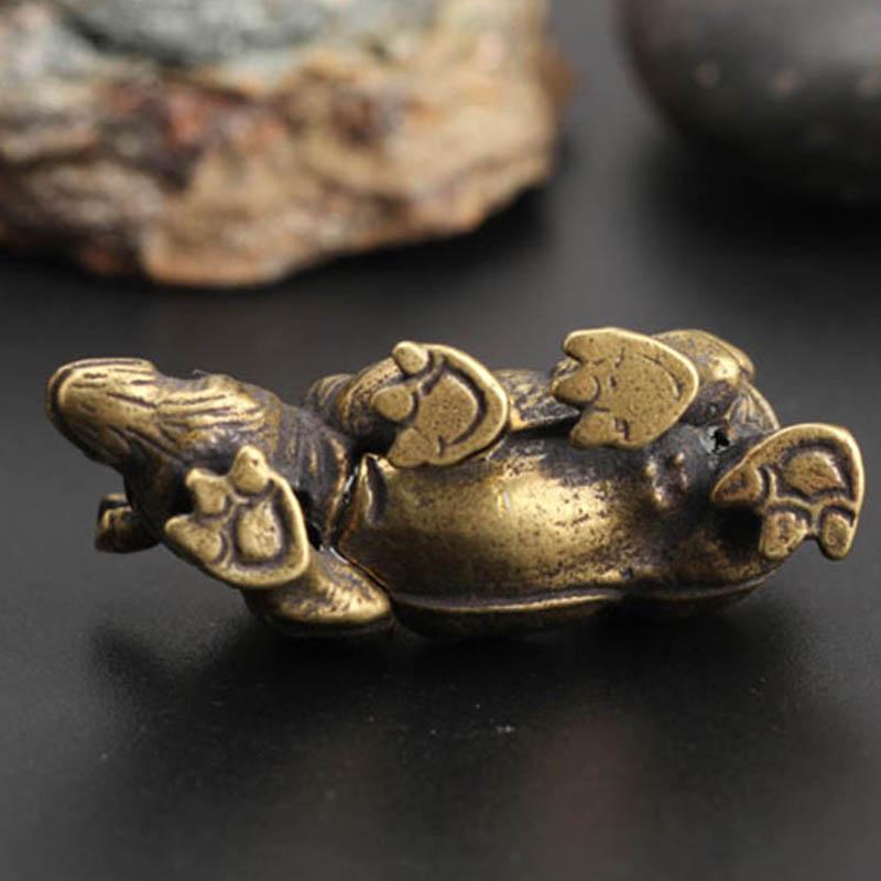 Convenient Useful Rhino Ornament Office Sculpture Toy Decor Handmade Mini Miniature Vivid Antique Copper Craft