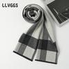 Pure Wool Men's Plaid Scarf Blue 2025 People Thickened To Keep Warm Autumn and Winter Business Leisure Scarf Tide