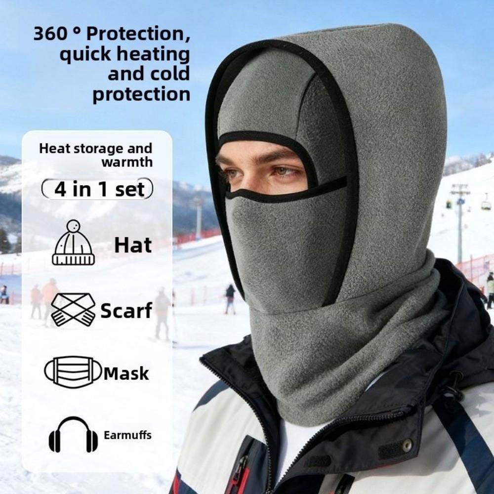 Double Layer Balaclava Cycling Cap Neck Protection Fleece Ski Windproof Cap Windproof Cold-proof Ear Protection Hat Winter