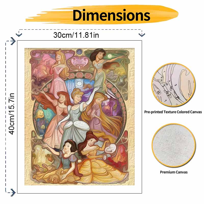Disney Princess oil painting diy coloring handpainted filling home decoration gift, Art Nouveau style wall decor for living room art