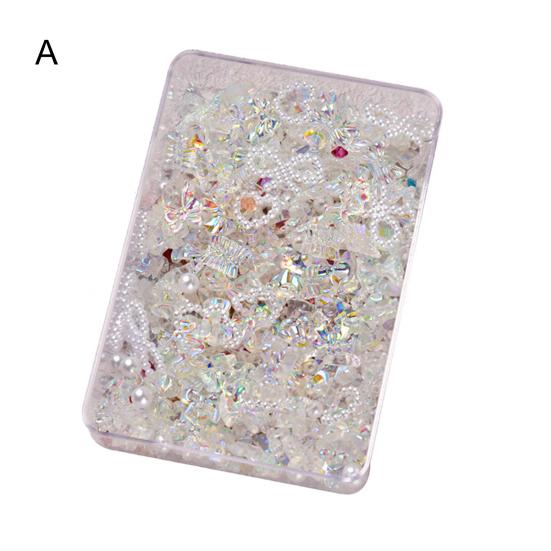 Yousheng 50 г 1 коробка Украшение для ногтей Прозрачный лед Декорирование Гладкая поверхность 3D Бантик Маникюр Блестящее украшение для женщин