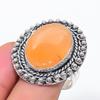 Natural Orange Aventurine Gemstone 925 Sterling Silver Jewelry Ring Size 10 K0W23