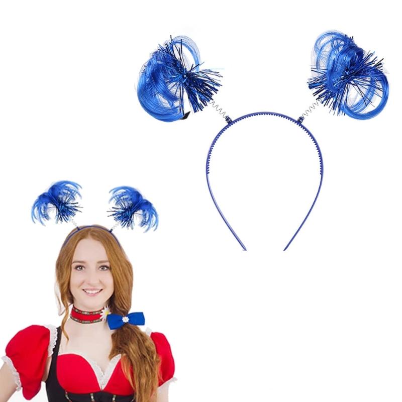 Многоцветный парик-ободок, аксессуары для костюма, мишура, обернутые хвостики, головной убор, перья для волос для девочек и детей