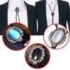 Men Western Vintage Cowboy Black Stone Agate Bolo Ties Rodeo Dance Bootlace Tie Necktie