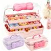 Ящик для хранения аксессуаров для волос для девочек, переносной ящик для хранения украшений для резинок для волос, заколок, бантов для волос, резинок для волос