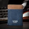 Men's Short Tri-Fold Canvas Wallet, Small Denim Card Holder