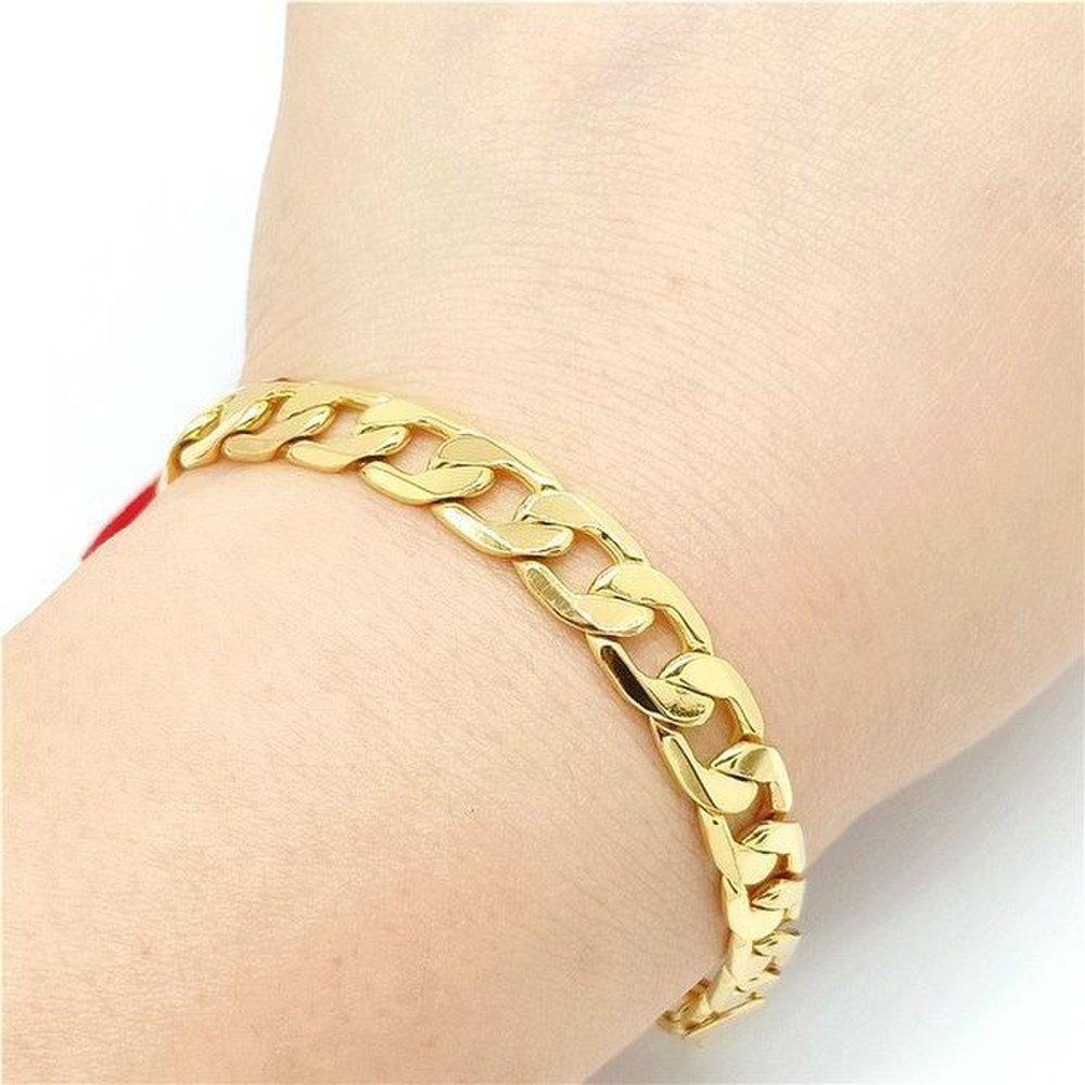 13mm 18K Gold Gp Gold Bracelet Chain Couple Parents Girlfriend Gold Chain Chain Strap Chain Bracelet Unisex Fashion