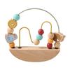 Portable Wooden Bead Maze Toy Wooden Circles Bead Wire Maze Abacus Puzzle Toys for Learning Counting with Wire Frame