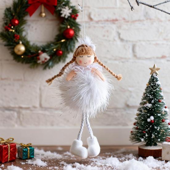 Christmas Angel Doll Pendant with Long Pigtail Design Health Happiness Blessings