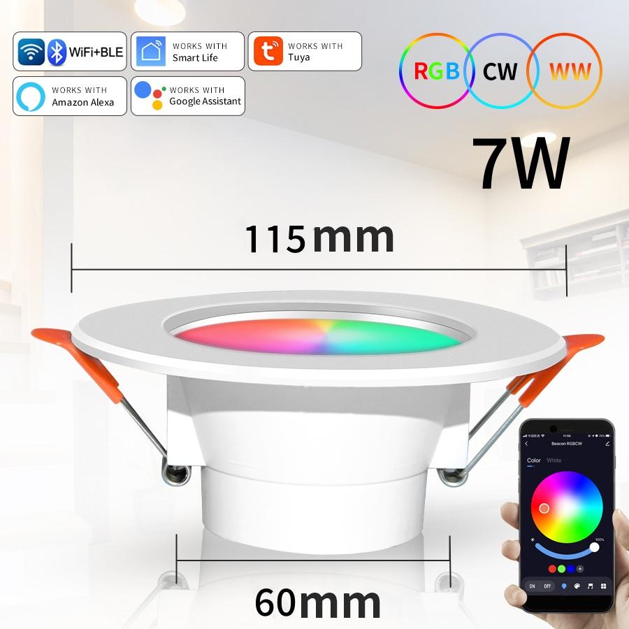 Tuya LED Downlight Wifi Alexa Smart Home Alice Yandex Google Встраиваемый потолочный светодиодный точечный светильник 110 В 220 В Диммируемая RGB-лампа