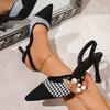 Fashion 2025 New Sandals Sexy Women's Summer Pointed Sandals Women's Thin Heel Middle Heel High Heel Shoes Fashion Women's Shoes Pumps