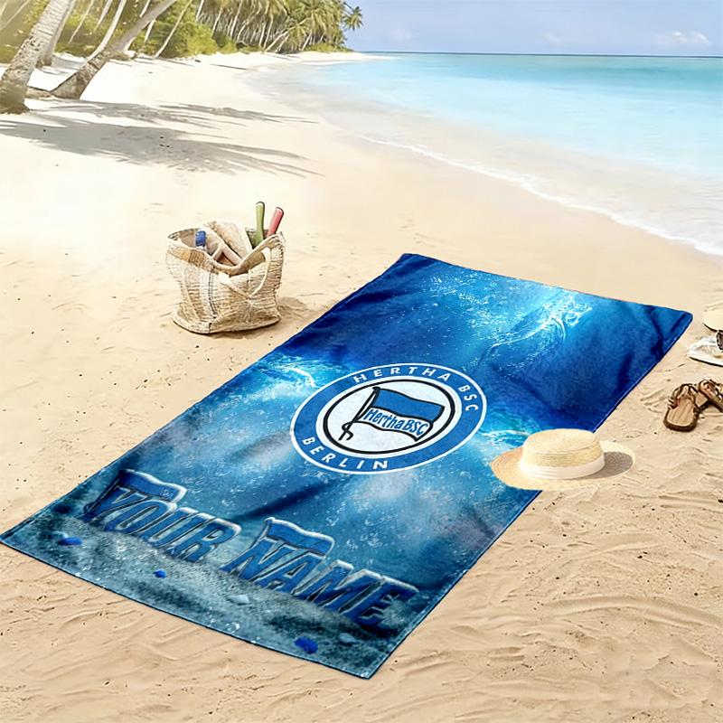 Name Custom Hertha BSC Print Beach Towel, Large Soft Quick Dry Towel for Beach Camping Swimming