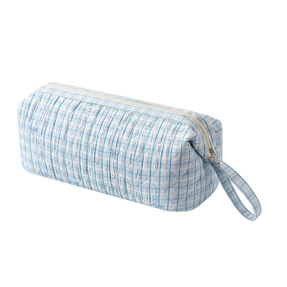 Quilted Cosmetic Bag Bow Print Storage Pouch Gifts Hair Styling Tool Bag