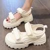 Fashion Women Open Toe Thickening and Increasing Height Sandals Wear Resistant Flat Fashion Non-slip Summer Solid Color Women Sandals