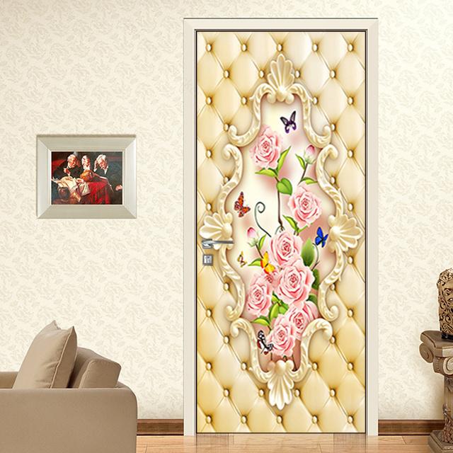 Самоклеящиеся дверные обои с зеленым лесным мостом, 3D ПВХ, стикер для домашнего декора, пляжное солнце, пейзаж, плакат, настенная наклейка deursticker