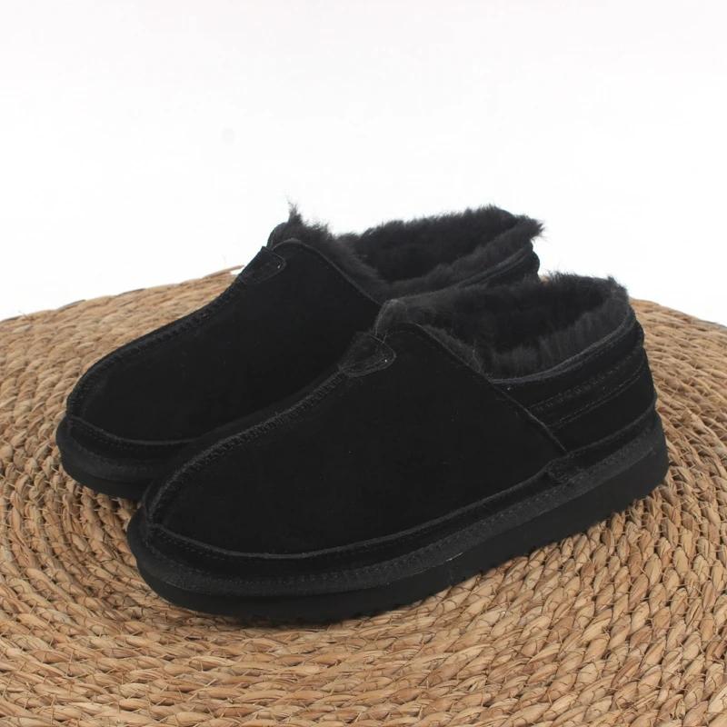 2027 New Design Winter Women Men Genuine Cow Leather Snow Boots Female Fashion Ankle Boots Classic Ladies Warm Fur Flat Shoes