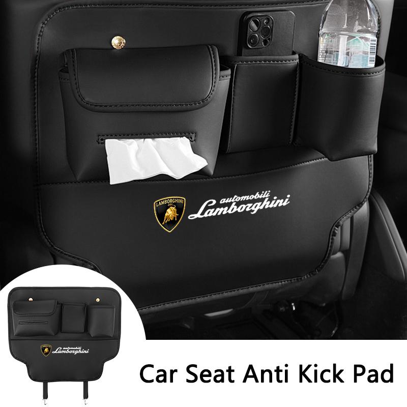 Leather Car Seat Back Backrest Protection Anti-kick Pad Storage Box For Lamborghini Urus Huracan Aventador Premium Accessories HH74