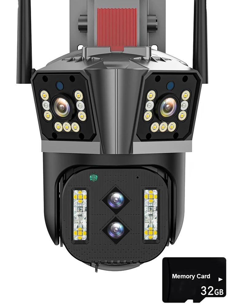 IPC360 Домашнее приложение 16MP 8K Камера безопасности 4 объектива 10-кратный зум 3 экрана Wi-Fi PTZ-камера Двустороннее аудио Автоматическое отслеживание цвета Ночное видение