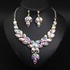 Jewelry Crystal Gemstones Flower Clavicle Necklace Earrings Set Dress Women'S Banquet Accessories