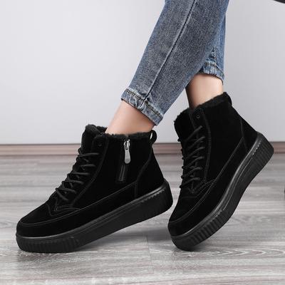 Зимние новые сноубутсы мужские с набивным утолщенным хлопком, обувь для пары, ретро, на толстой подошве, с высоким верхом, на молнии, хлопковые ботинки