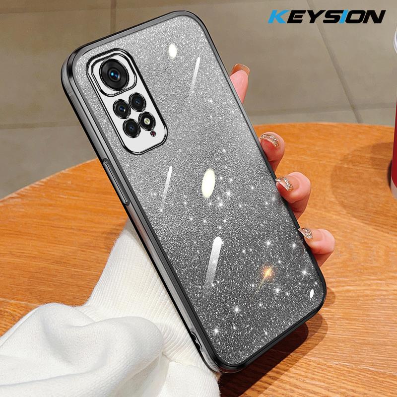 KEYSION Роскошный чехол-бампер с покрытием и блестками для Redmi Note 11 Pro 11S 5G 11 Pro+ 5G, прозрачный, из мягкого ТПУ, противоударный
