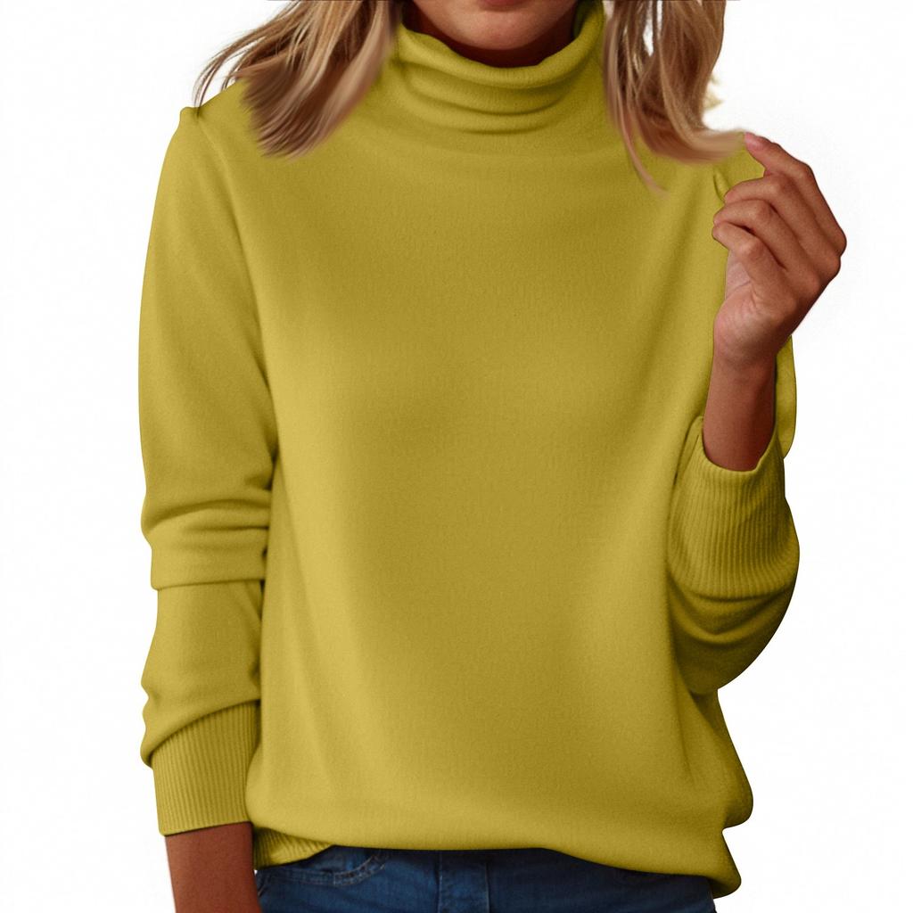 Women's Slim Fit Temperament Wool Long Sleeve Seamless Turtleneck Sweater