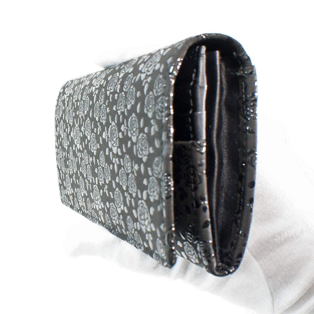 Inden Long Wallet Bundle Q with Coin Purse Deerskin Black x Black Lacquer Rose Petite [Indenya] 2308-01-176