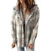 Women's Winter Casual Plaid Hooded Tweed Coat Thickened Padded Warm Jacket Lamb Wool Lining