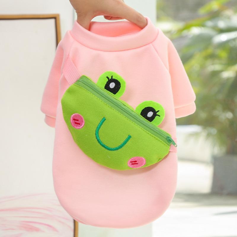Собаки, кошки, милая одежда на молнии, товары для домашних животных, желтая медвежья лягушка, теплая одежда из лягушки Бишон