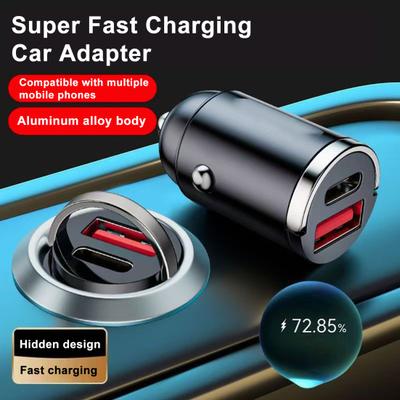 Автомобильное зарядное устройство с двумя портами USB и Type-C 120 Вт, сверхбыстрая зарядка, алюминиевый сплав, автозапчасти, автоаксессуары для телефонов, планшетов