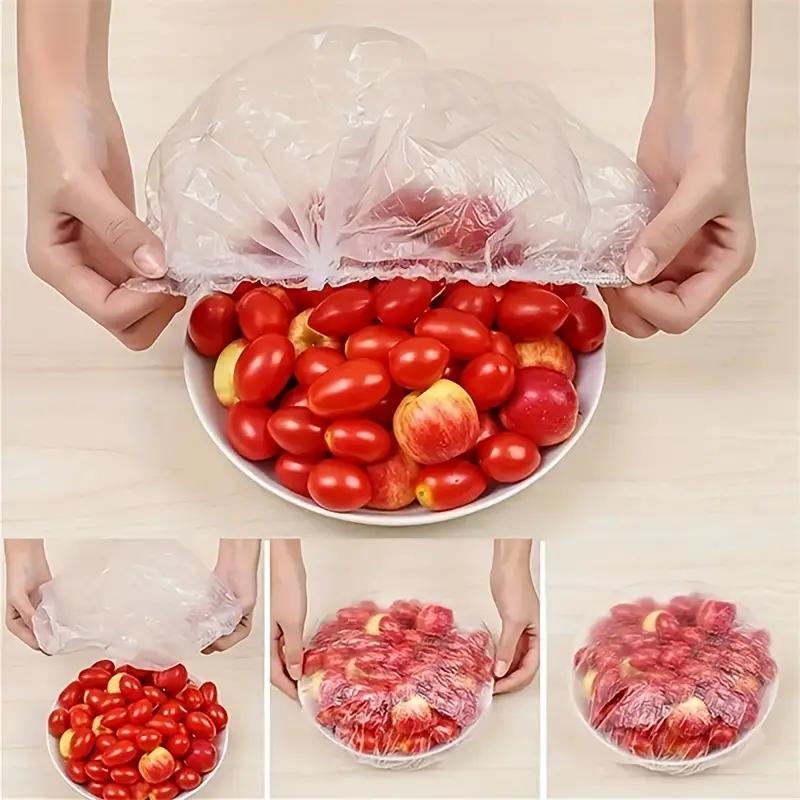 100pcs Disposable Food Cover Saran Wrap Bowel Cover Food Grade Fresh-keeping Plastic Bag Kitchen Storage Accessories