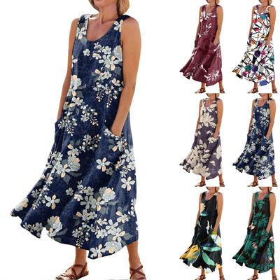 Женское летнее платье, повседневные свободные длинные платья с принтом для пляжного отдыха