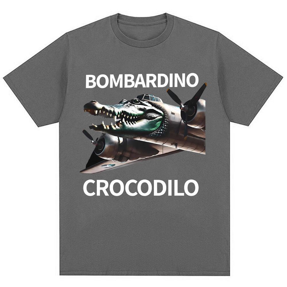 Bombardiro Crocodilo Funny Italian Brainrot Meme T Shirt Humor Fashion Hip Hop Men Women T Shirts Oversized Cotton Casual Tees