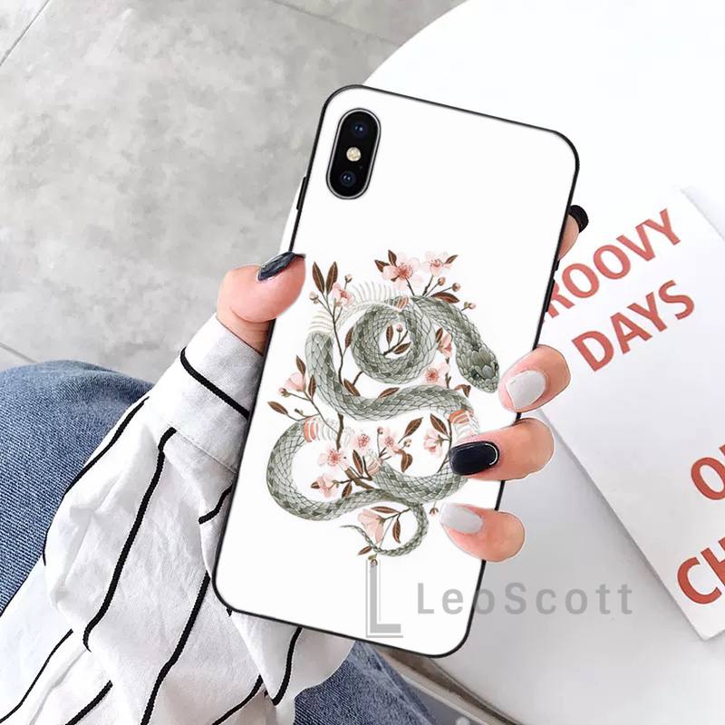 Мягкий чехол для телефона с цветком дракона змеи арт крутой для iPhone 11 12 pro XS MAX 8 7 6 6S Plus X 5S SE 2020 XR