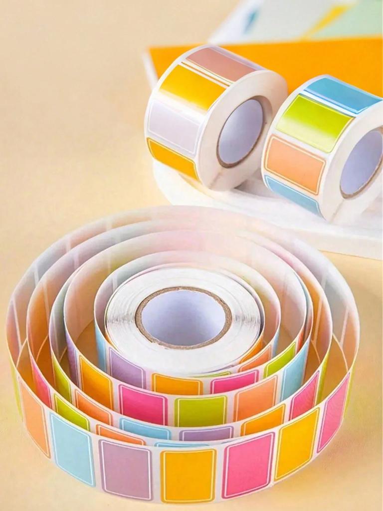 500-Piece Roll 2.5x1.5cm Waterproof Color-Coded Index Tabs-Coding Removable Labels Solid Colors Tags File Classification