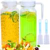 2 Pack Acrylic Pitchers, 37Oz Clear Plastic Pitcher With Removable Lid