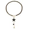 Trendy Black Love Heart Fritillary Necklace Classic Alloy Flannel Wrapped Choker Luxury Fashion Star Tassel Necklace Women