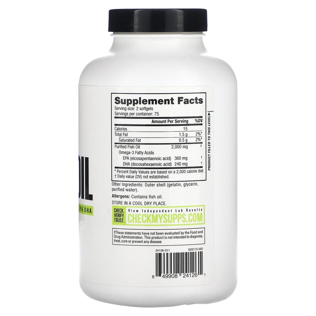 Omega-3 Fish Oil, 150 Softgels (1,000Mg Per Softgel)