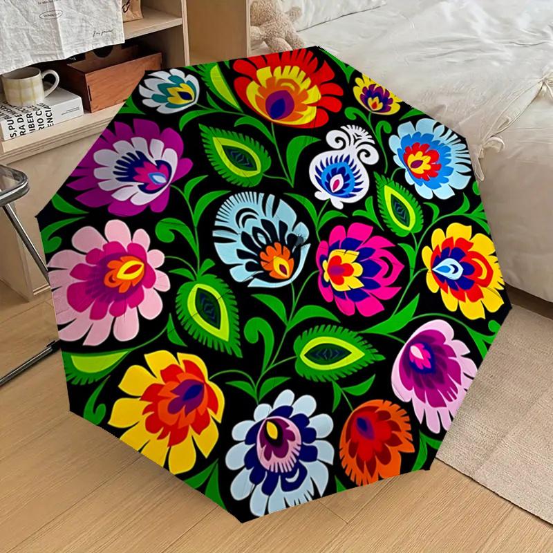 Colorful Floral Umbrella - Automatic Opening/Closing, Foldable Design, , Festival Gift for Fans, Travelers, Daily Use1121129a