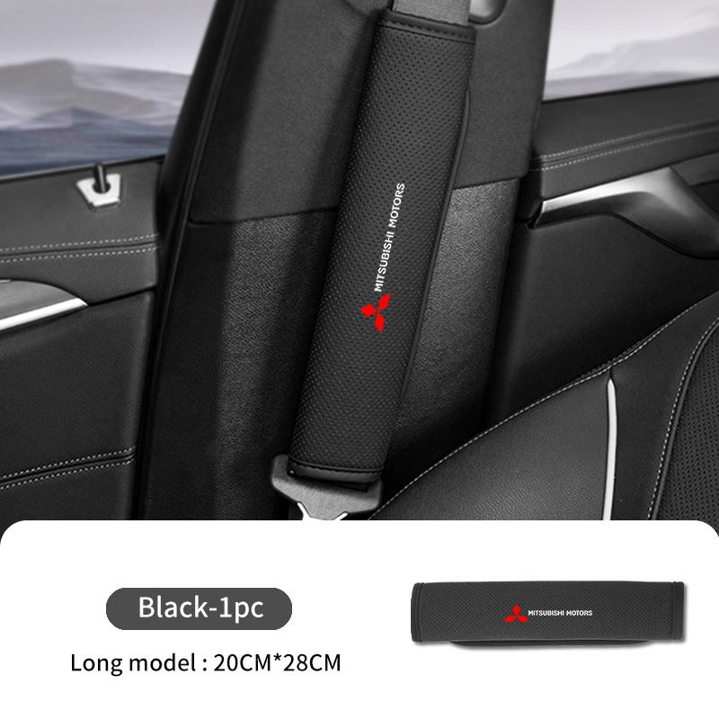 cxdjmy1 For Mitsubishi Leather Car Logo Seat Belt Cover Shoulder Protective Interior Accessories Lancer ASX Pajero Mirage Attrage